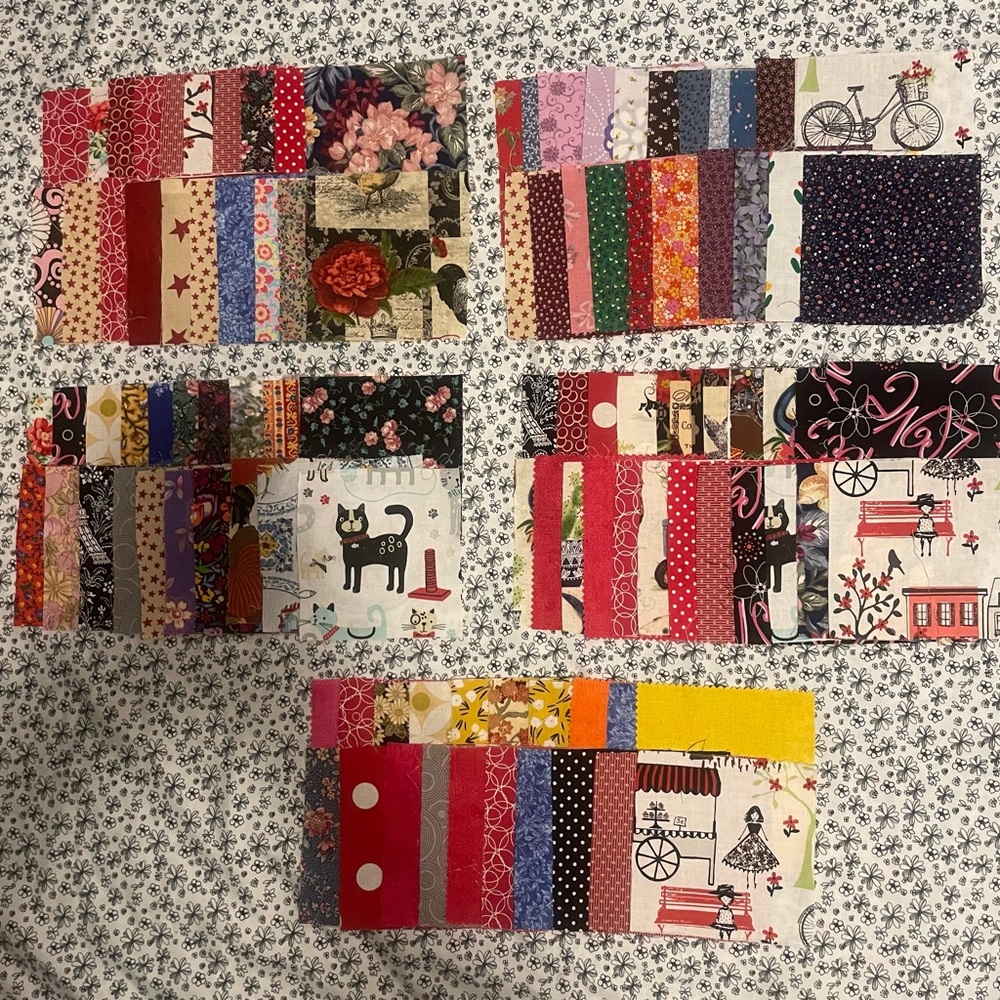 Assorted Patterned Fabric Squares 5”X5”. 340 blocks - Picture 5 of 8